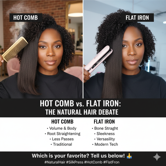 🔥Hot Comb vs. Flat Iron: Which Wins for Natural Hair? 🔥